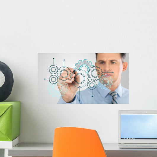 Planning Businessman Showing Database Wall Decal