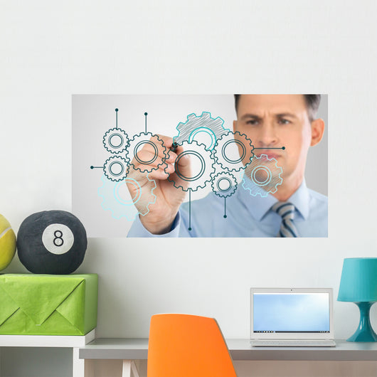 Planning Businessman Showing Database Wall Decal