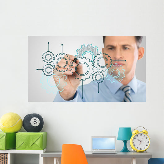 Planning Businessman Showing Database Wall Decal