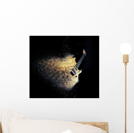 Electric Guitar Natural Wood Wall Decal