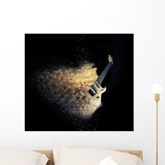 Electric Guitar Natural Wood Wall Decal