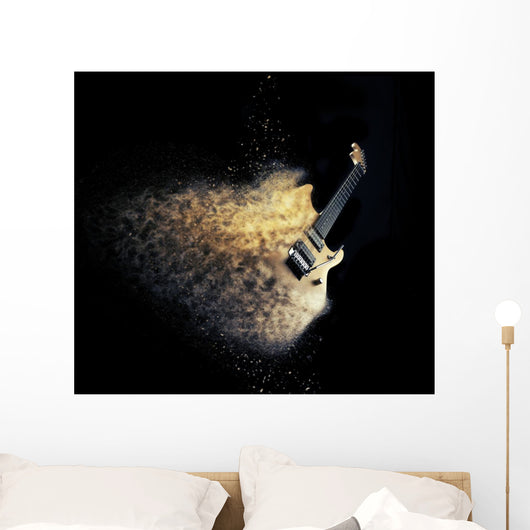Electric Guitar Natural Wood Wall Decal