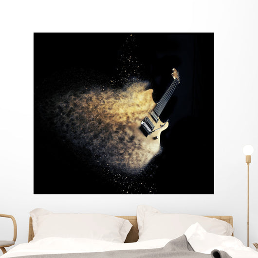 Electric Guitar Natural Wood Wall Decal
