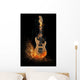 Electric Guitar Fire Black Wall Decal