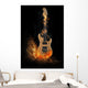 Electric Guitar Fire Black Wall Decal