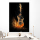 Electric Guitar Fire Black Wall Decal