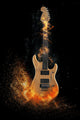 Electric Guitar Fire Black Wall Decal