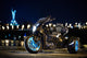 Black trike standing on the night street Wall Mural