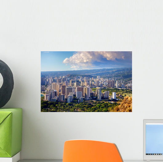 Spectacular view of Honolulu city, Oahu Wall Mural