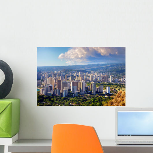 Spectacular view of Honolulu city, Oahu Wall Mural