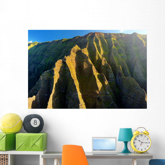 Aerial view of spectacular Na Pali coast, Kauai Wall Mural