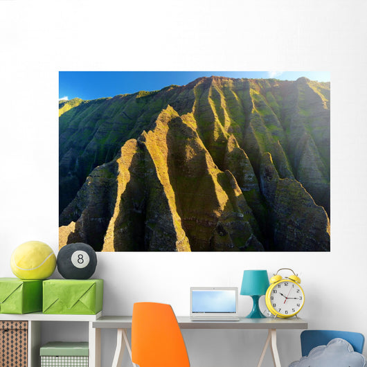 Aerial view of spectacular Na Pali coast, Kauai Wall Mural
