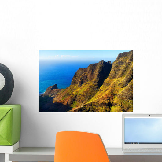 Aerial view of spectacular Na Pali coast, Kauai Wall Mural