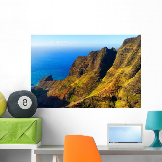 Aerial view of spectacular Na Pali coast, Kauai Wall Mural