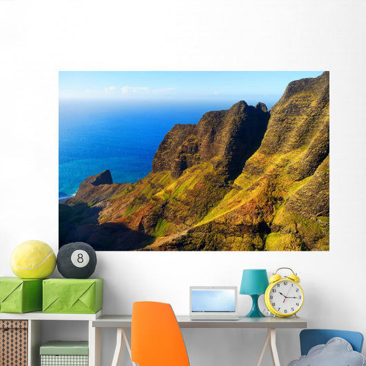 Aerial view of spectacular Na Pali coast, Kauai Wall Mural