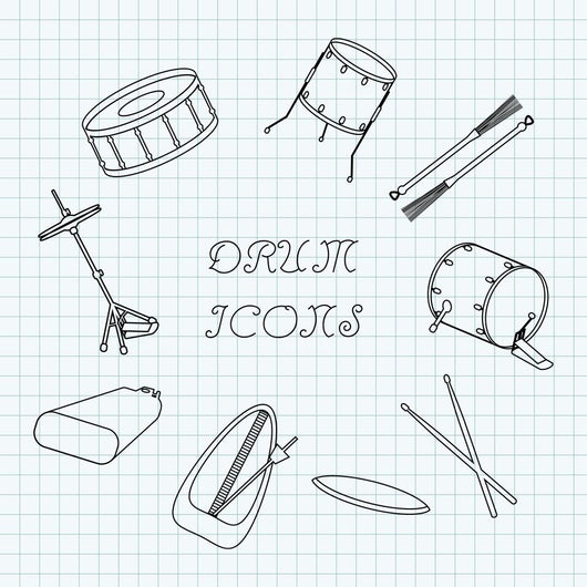 Linear Drum Icons Notebook Wall Decal
