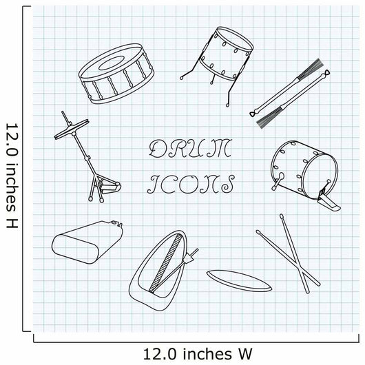 Linear Drum Icons Notebook Wall Decal