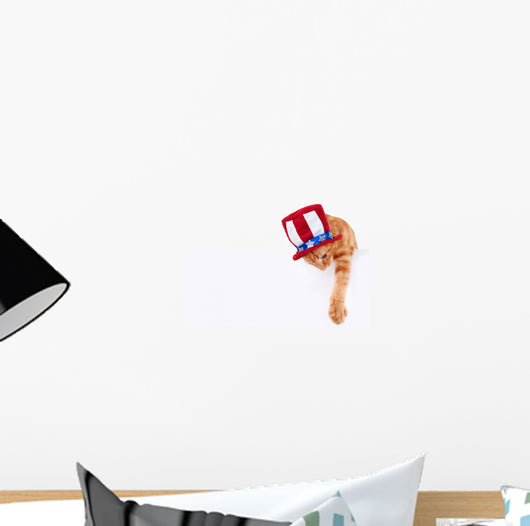 Patriotic Cat Holding up Wall Decal
