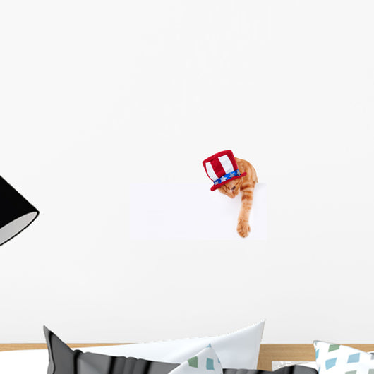 Patriotic Cat Holding up Wall Decal