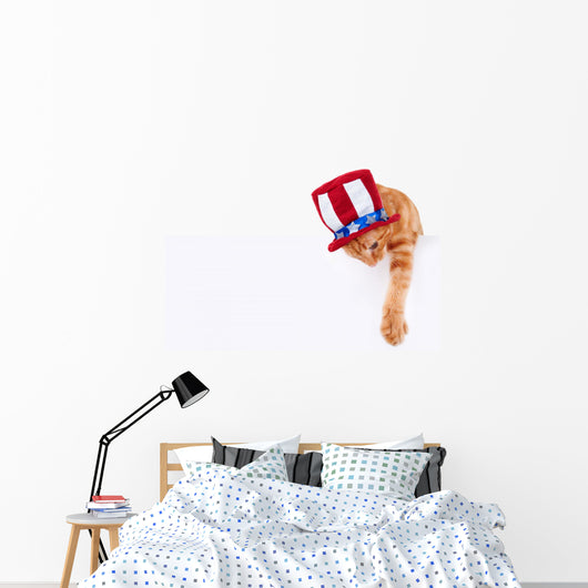 Patriotic Cat Holding up Wall Decal