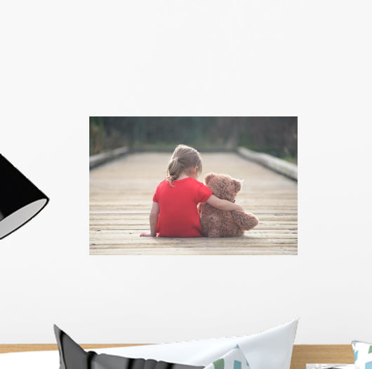 Girl Red Dress Sitting Wall Decal