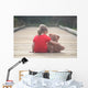 Girl Red Dress Sitting Wall Decal