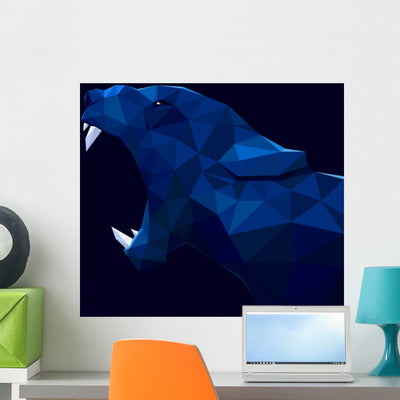 Lioness Lion Low Poly Wall Decal shown on a wall