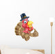Cartoon Turkey Puritan Hat Wall Decal