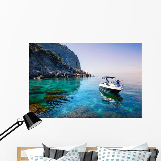Woman Relaxing Boat Sea Wall Decal