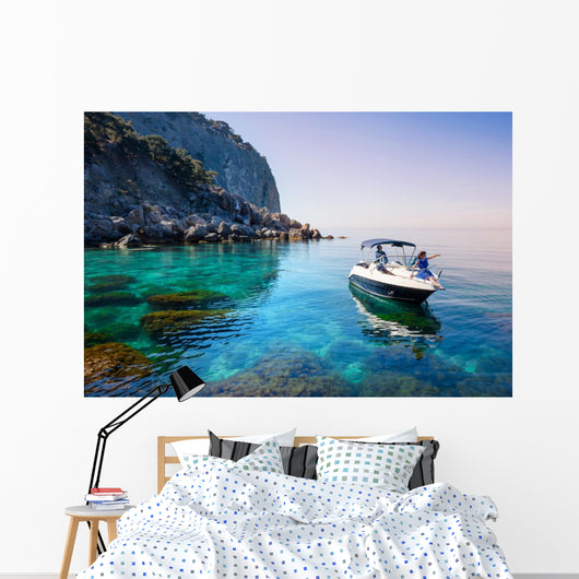 Woman Relaxing Boat Sea Wall Decal