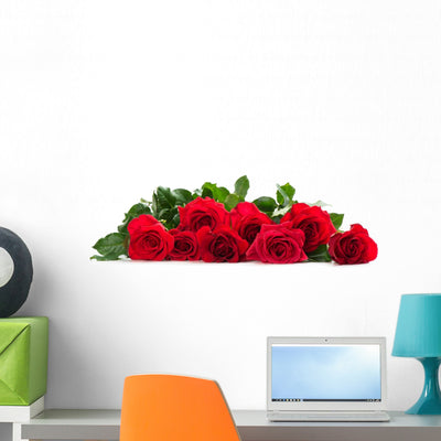 Few Red Roses Wall Decal Panoramic Wall Decal shown on a wall