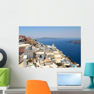 Santorini Wall Decal shown on a wall