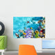 Underwater world with corals and tropical fish. Wall Mural
