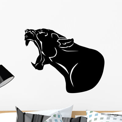 Snarling Black Panther with Wall Decal shown on a wall