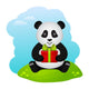 Panda with Gift Vector Wall Decal