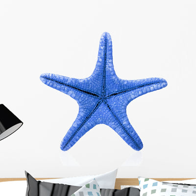 Blue Starfish Wall Decal shown on a wall
