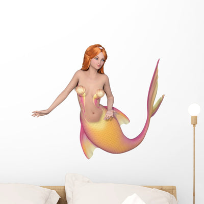 Mermaid Wall Decal shown on a wall
