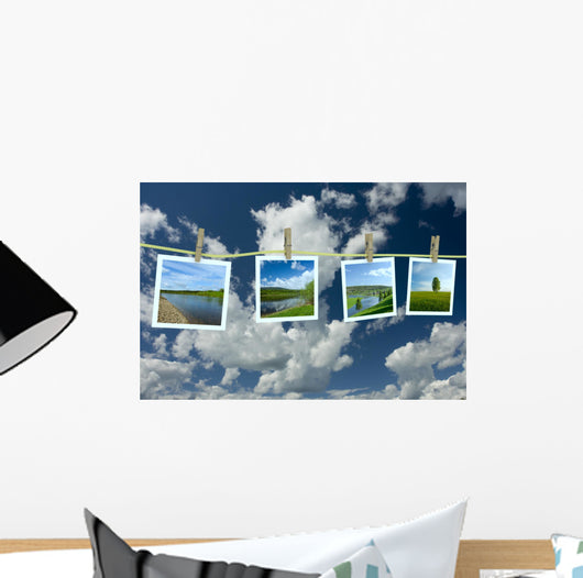 Landscape Photographs Hanging Clothesline Wall Decal