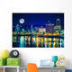 Portland Skyline with Moon Wall Decal