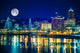 Portland Skyline with Moon Wall Decal