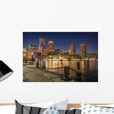 Downtown Boston Massachusetts across Wall Decal shown on a wall