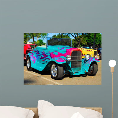 Hot Rod Wall Decal shown on a wall