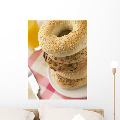 Stack Seeded Bagels with Wall Decal shown on a wall