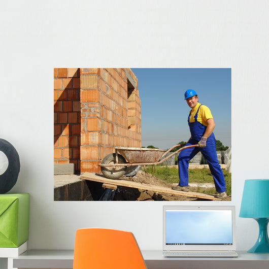 Builder with Barrow Wall Decal