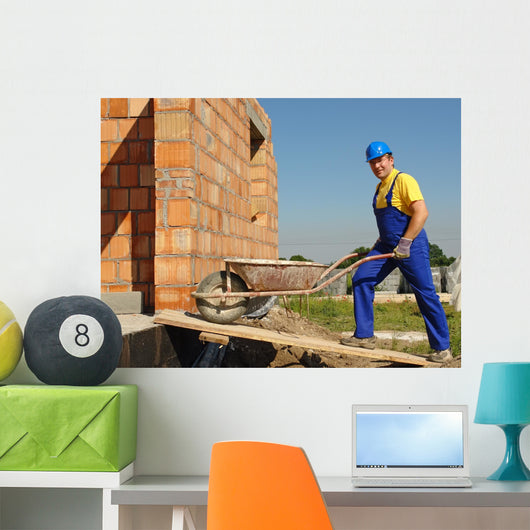 Builder with Barrow Wall Decal