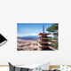 Japanese Pagoda Sakura Blossoms Wall Decal