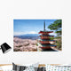 Japanese Pagoda Sakura Blossoms Wall Decal