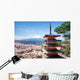Japanese Pagoda Sakura Blossoms Wall Decal