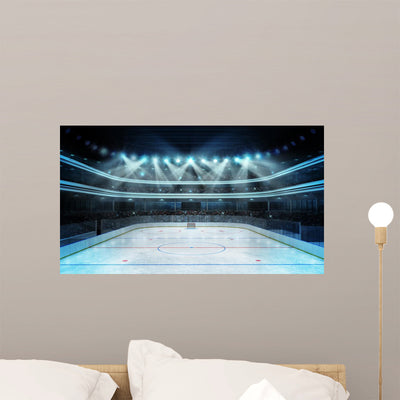 Hockey Stadium with Spectators Wall Decal shown on a wall