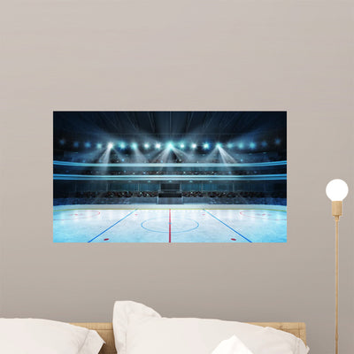Hockey Stadium with Fans Wall Decal shown on a wall